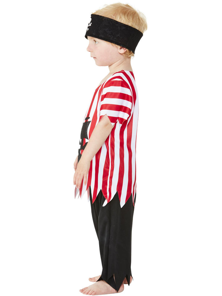 Toddler Jolly Pirate Costume Striped Top Black Trousers Bandana 2