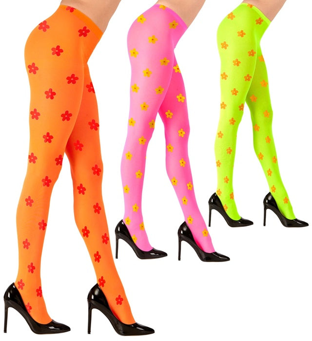 Neon Flowers Pantyhose 40 Den - 3 Colors Ass.