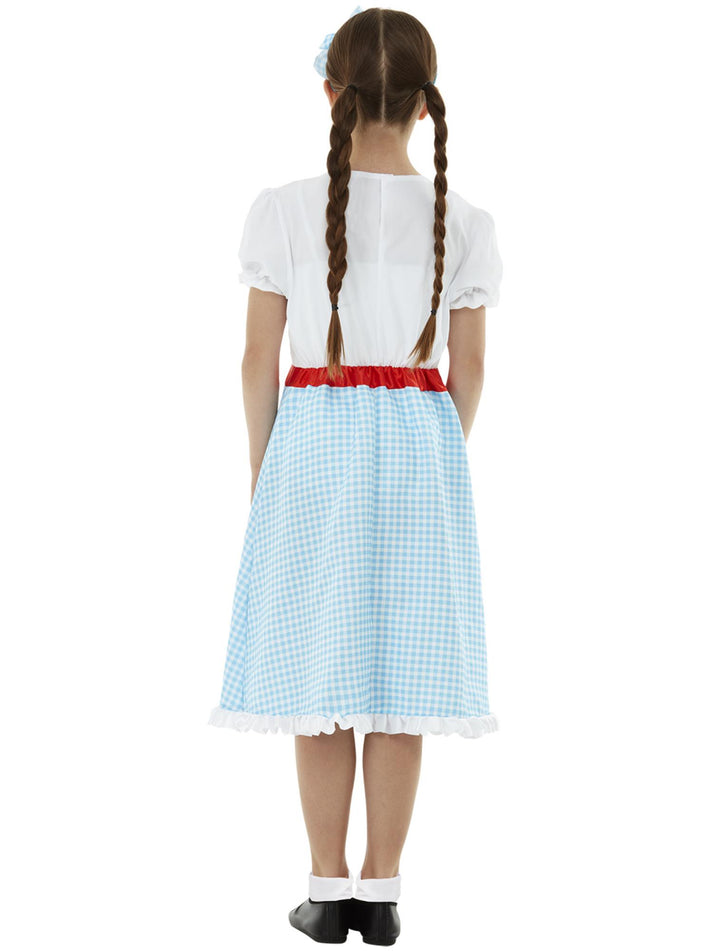Country Girl Costume Child Blue White Dress and Headband 3