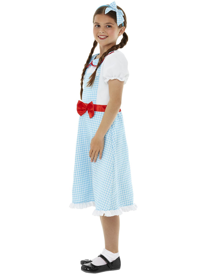 Country Girl Costume Child Blue White Dress and Headband 2