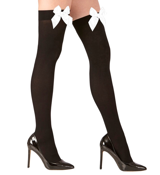 Black Thigh Highs With Satin Ribbons 70 Den
