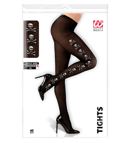 Black Pantyhose With Skulls & Bones 40 Den