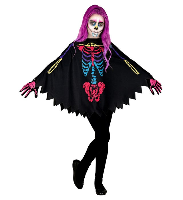 Colorful Skeleton  Poncho 
