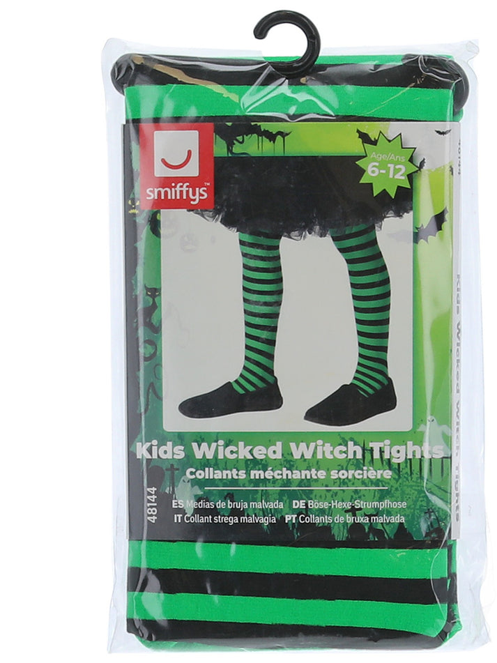 Wicked Witch Tights Green Black Child's Halloween Costume Accessory Age 6 To 12 2