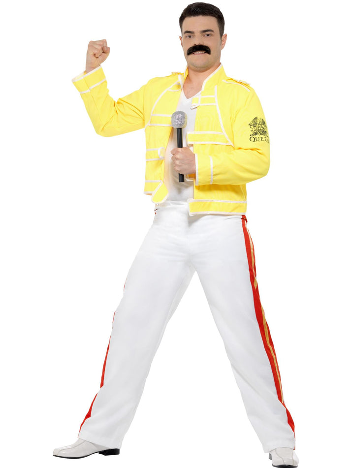 Queen Freddie Mercury Adult Costume Iconic Yellow Jacket White Trousers