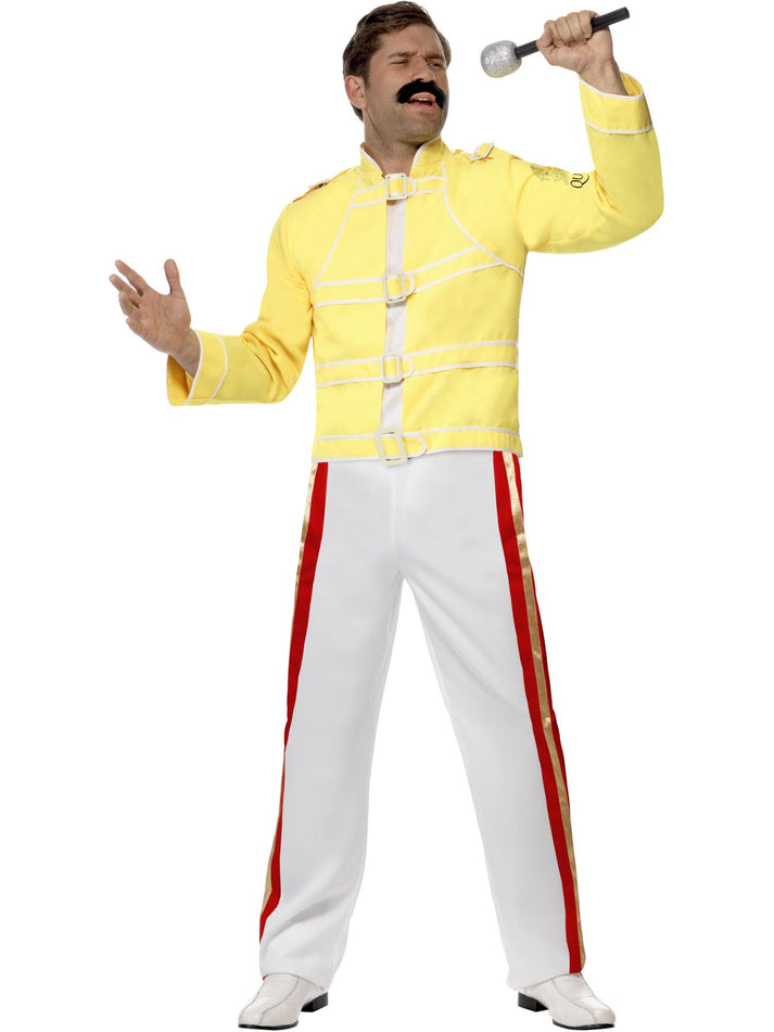 Queen Freddie Mercury Adult Costume Iconic Yellow Jacket White Trousers