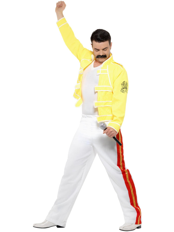 Queen Freddie Mercury Adult Costume Iconic Yellow Jacket White Trousers