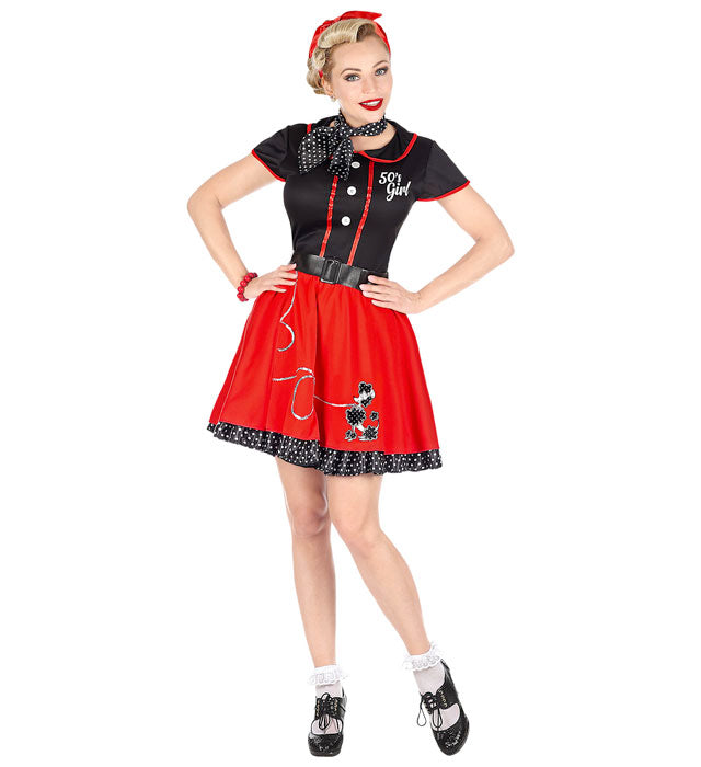 50S Girl  Dress With Petticoat, Belt, Neckscarf 