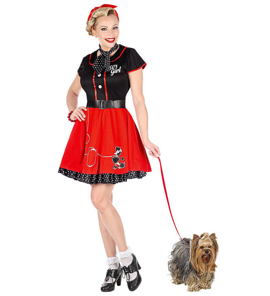 50S Girl  Dress With Petticoat, Belt, Neckscarf 