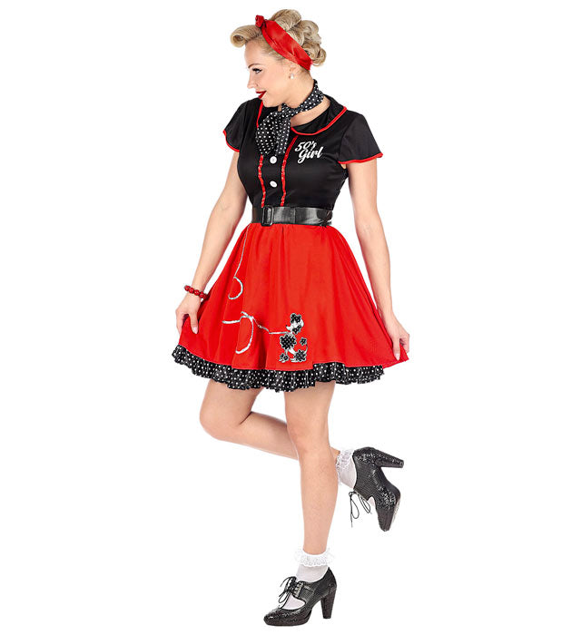 50S Girl  Dress With Petticoat, Belt, Neckscarf 