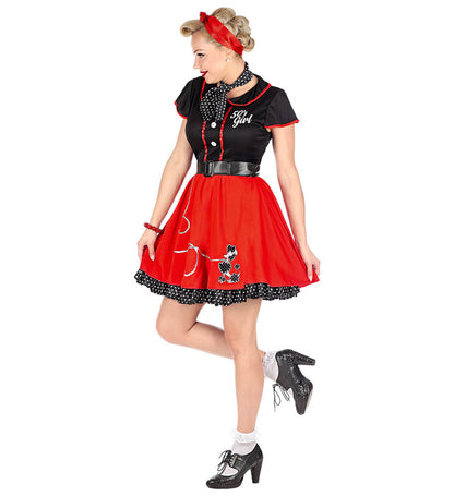 50S Girl  Dress With Petticoat, Belt, Neckscarf 