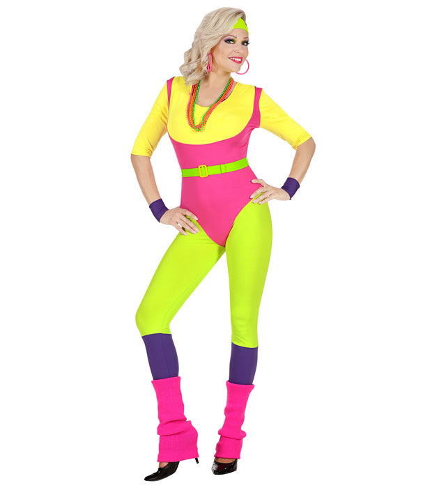 80S Aerobics Instructor  Jumpsuit, Belt, Sweatband, Wristbands 