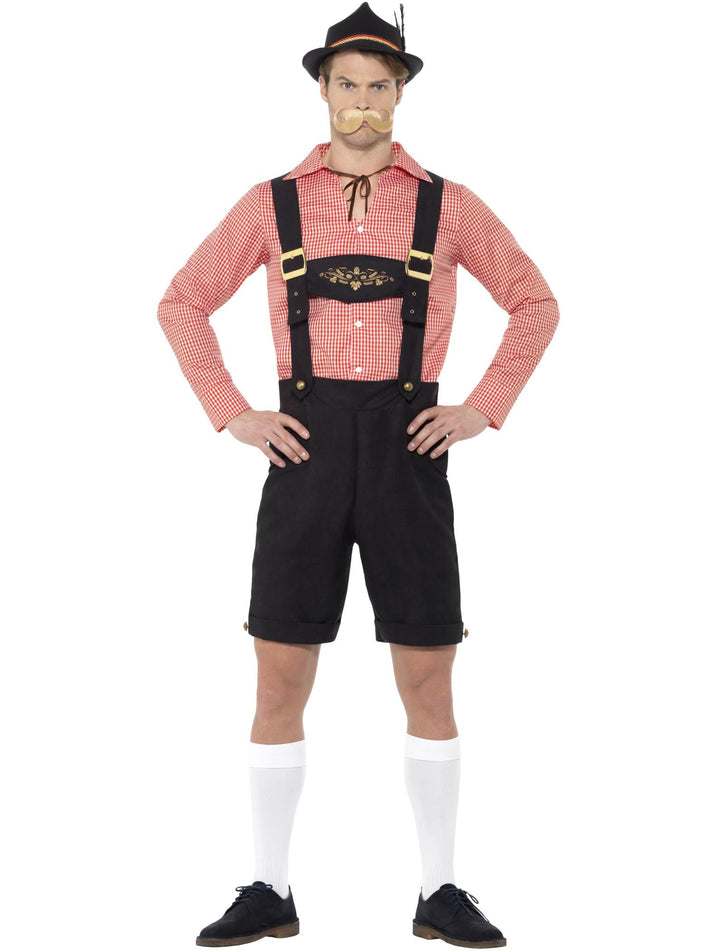 Oktoberfest Costume Red Checked Shirt Brown Leaderhosen 1