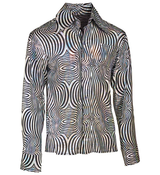 The 70S Disco Style - Silver Waves  Shirt 