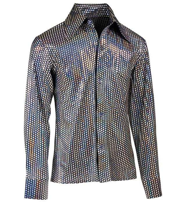 The 70S Disco Style - Silver Squares  Shirt 