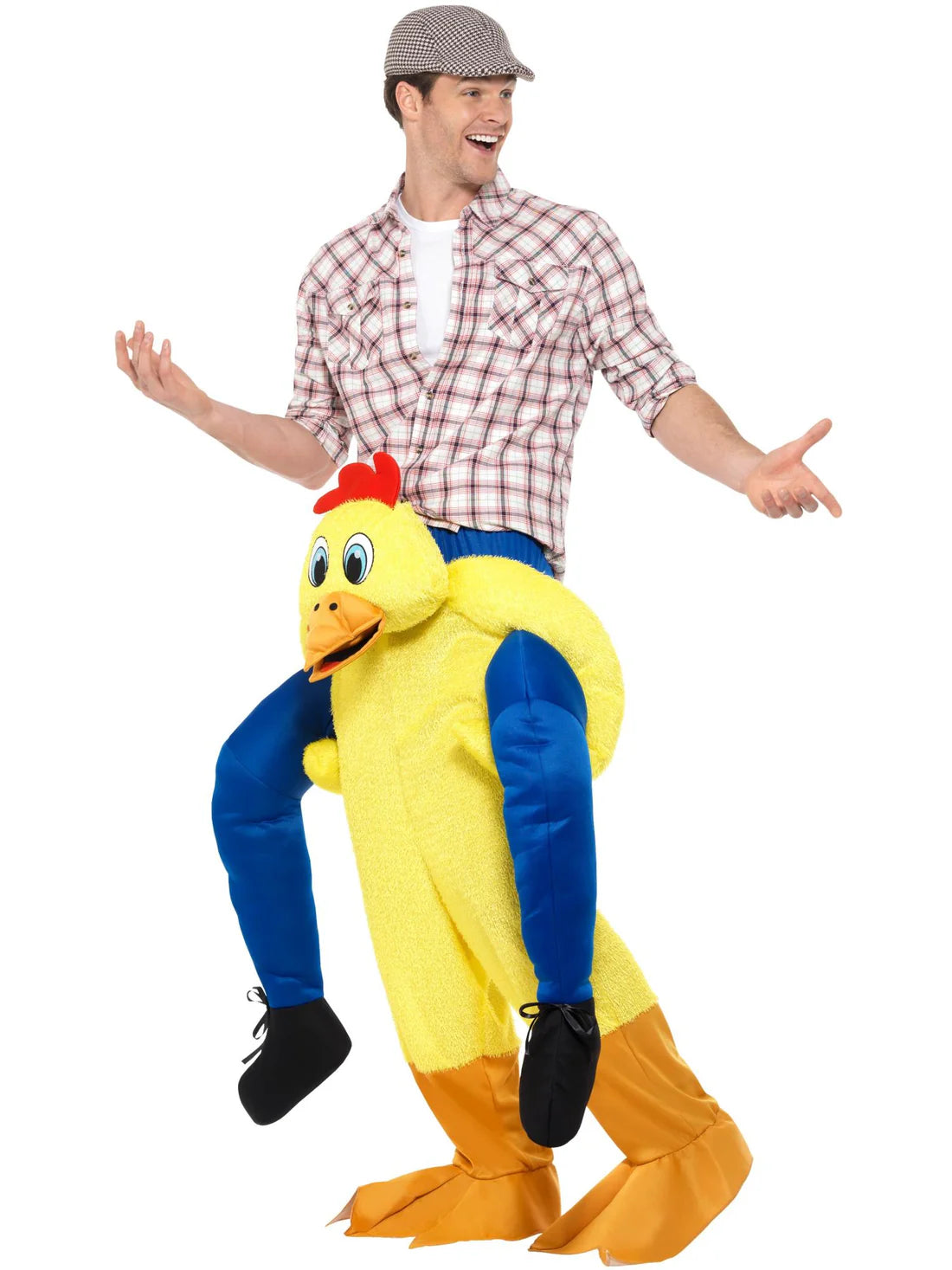 Piggyback Chicken Costume Yellow One Piece Suit with Mock Legs 2