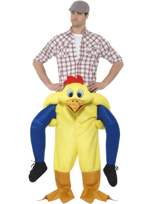 Piggyback Chicken Costume Yellow One Piece Suit with Mock Legs 1