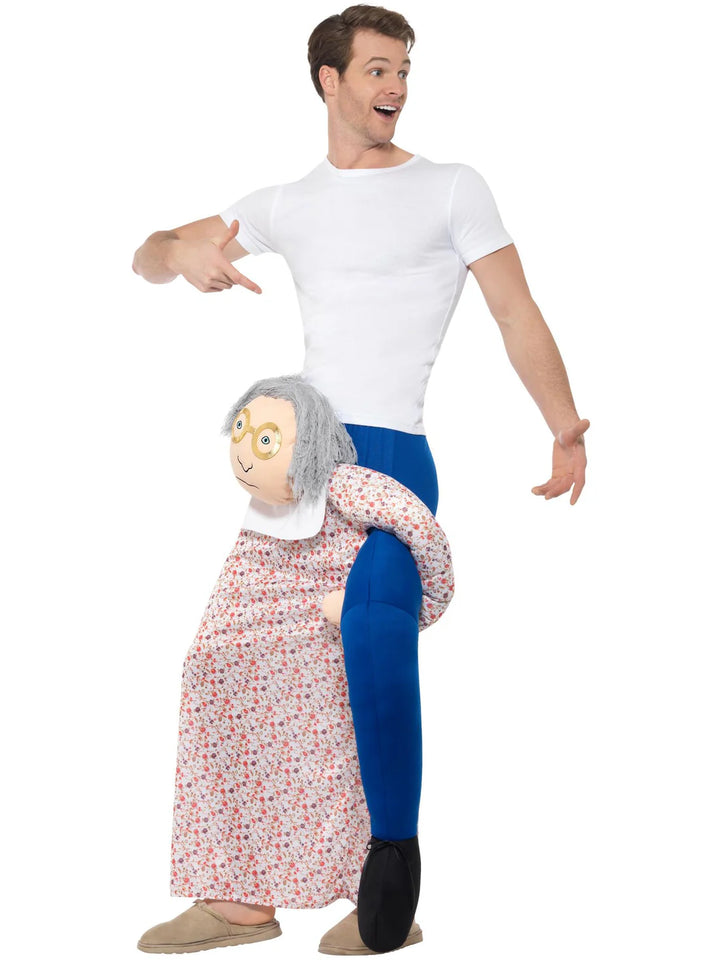 Piggyback Grandma Costume One Piece Suit with Mock Legs