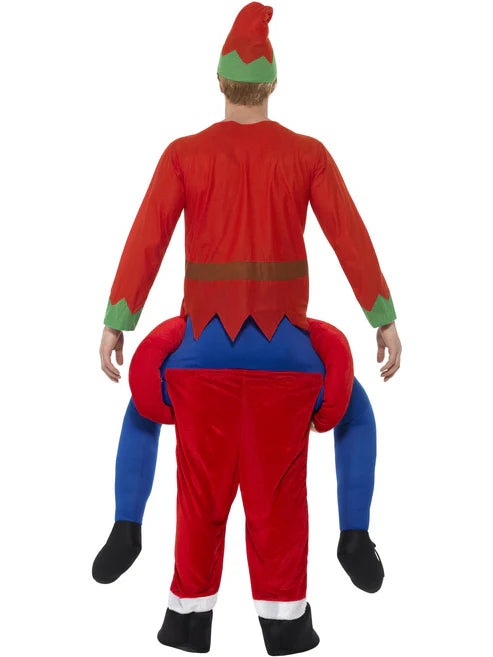 Piggyback Santa Costume Red One Piece Suit with Mock Legs 3