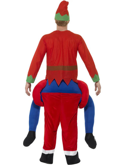 Piggyback Santa Costume Red One Piece Suit with Mock Legs 3