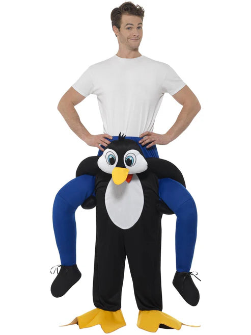 Piggyback Penguin Costume Black One Piece Suit with Mock Legs 1