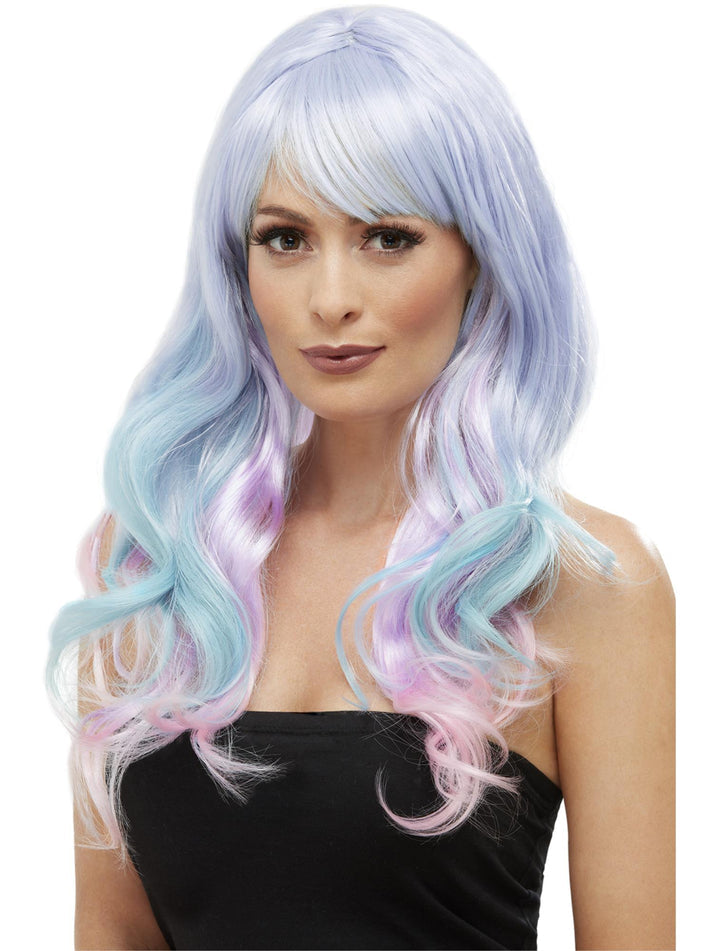 Adult Fashion Unicorn Pastel Wig Wavy Long Multi-Coloured Heat Resistant And Styleable