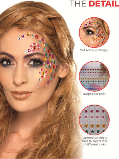 Rainbow Jewel Face Gems Sheet of 100 FX Make Up 3