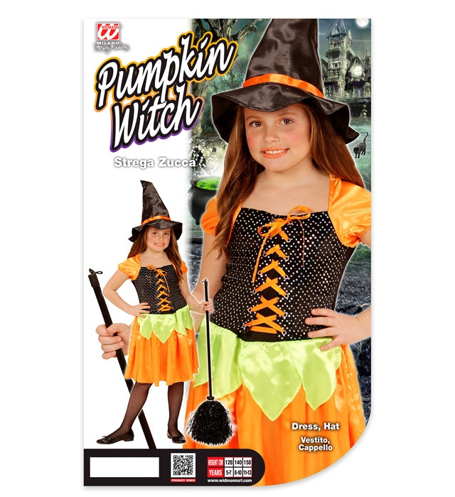 Holographic Sequin Pumpkin Witch  Dress, Hat 