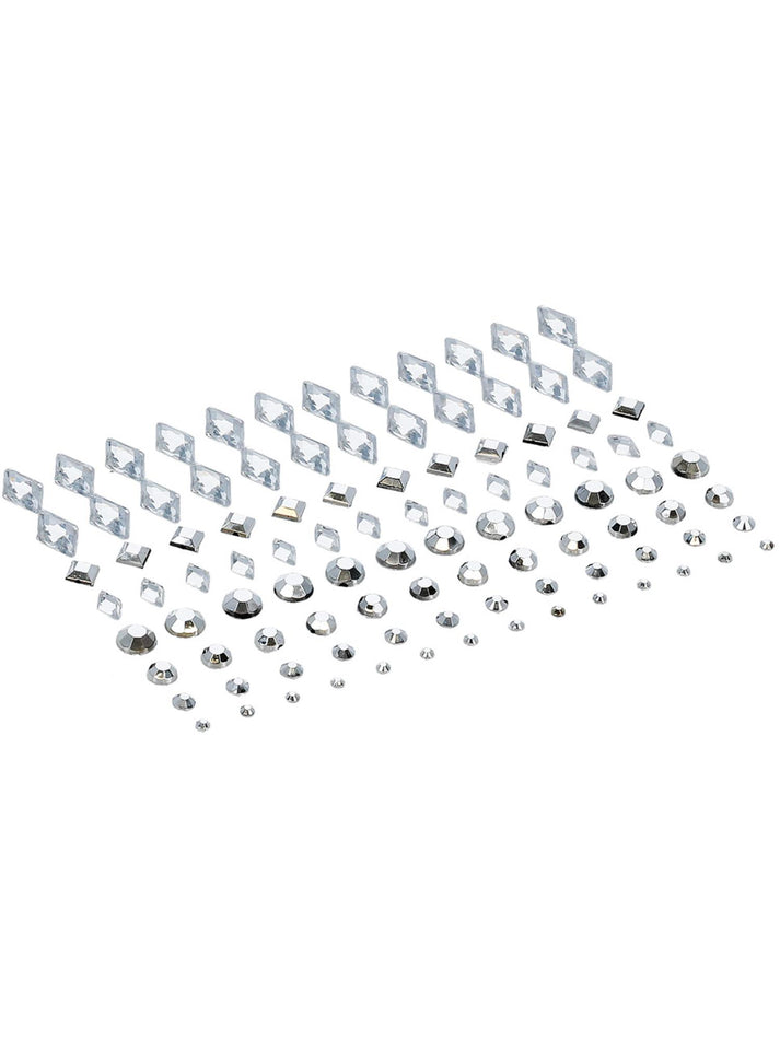Jewel Face Gems FX Make Up Silver Sheet of 100 Assorted Self Adhesive