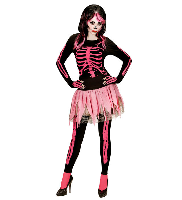 Pink Skeleton  Shirt, Pants, Tutu, Fingerless Gloves 
