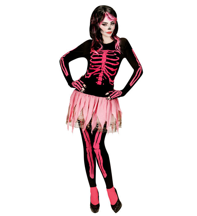 Pink Skeleton  Shirt, Pants, Tutu, Fingerless Gloves 