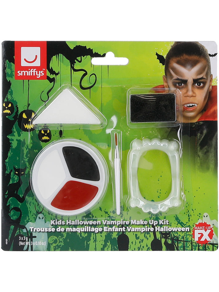 Kids Vampire Kit Aqua Face Paints Fangs Stipple Sponge and Applicator 1