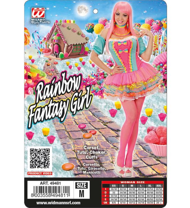 Rainbow Fantasy Girl  Corset, Tutu, Choker, Cuffs 