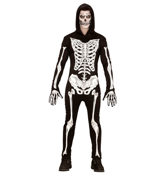 Skeleton  Hooded Jumpsuit, Gloves 