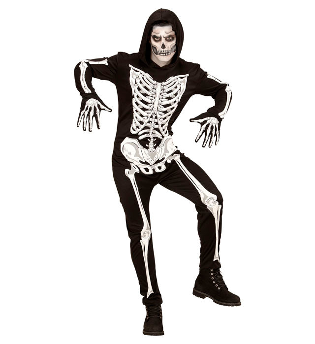 Skeleton  Hooded Jumpsuit, Gloves 