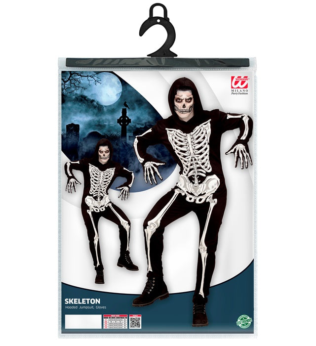 Skeleton  Hooded Jumpsuit, Gloves 