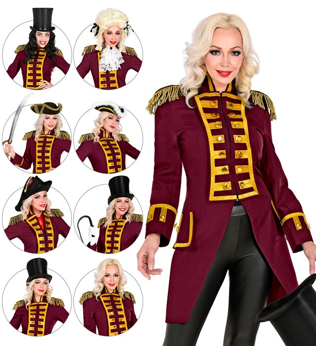 Burgundy Parade Coat For Woman