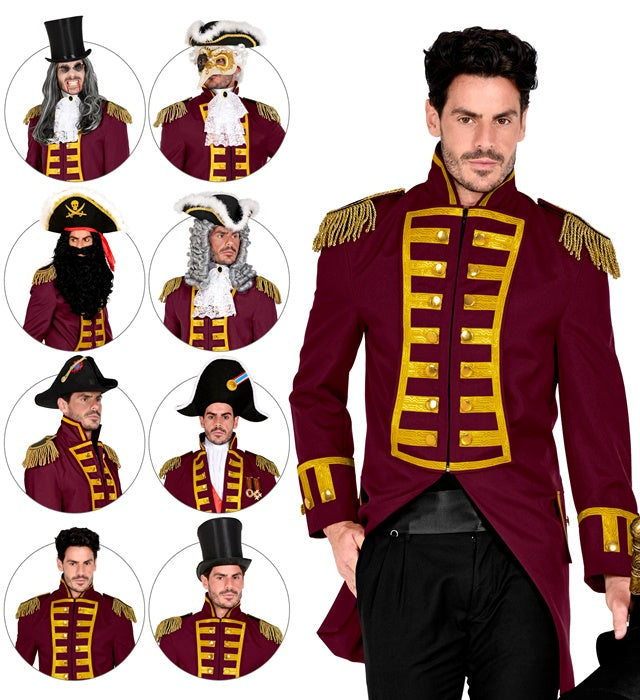 Burgundy Parade Coat For Man