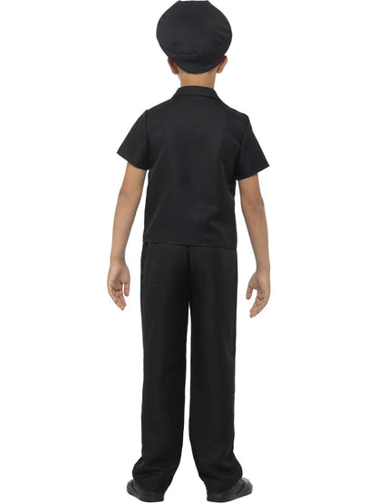 Kids New York Cop Costume Black Top Trousers and Hat 3