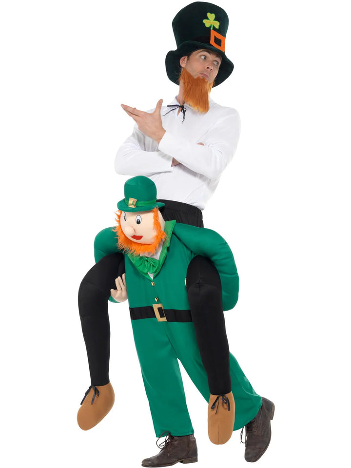 Piggyback Paddys Leprechaun Costume Green One Piece Suit with Mock Legs