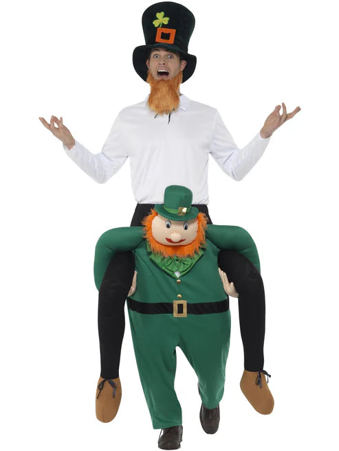 Piggyback Paddys Leprechaun Costume Green One Piece Suit with Mock Legs 1