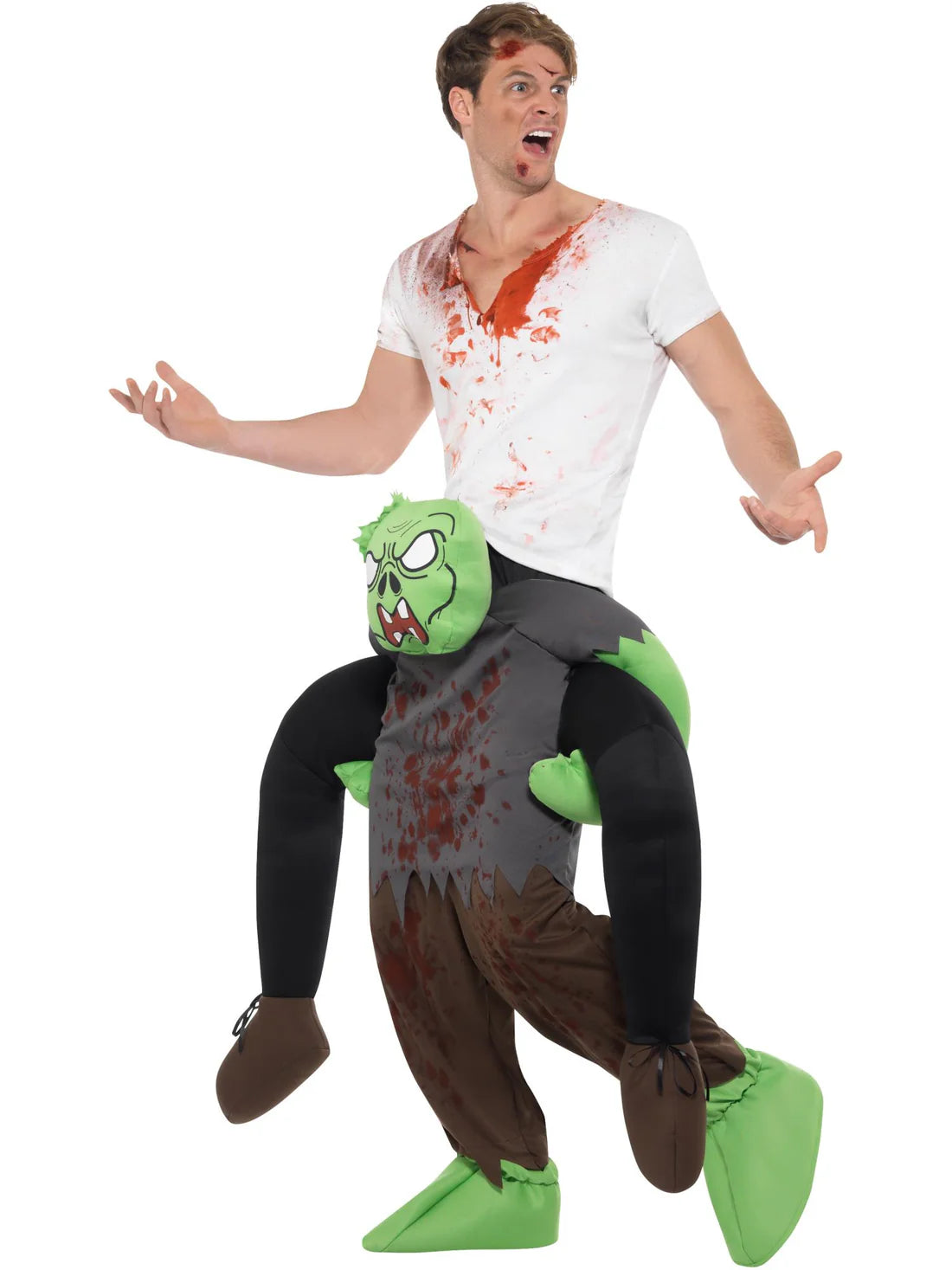 Piggyback Zombie Costume Green and Grey 2
