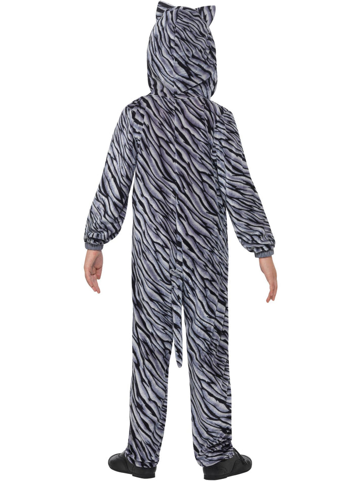 Tabby Cat Costume Kids Grey Hooded Jumpsuit 3