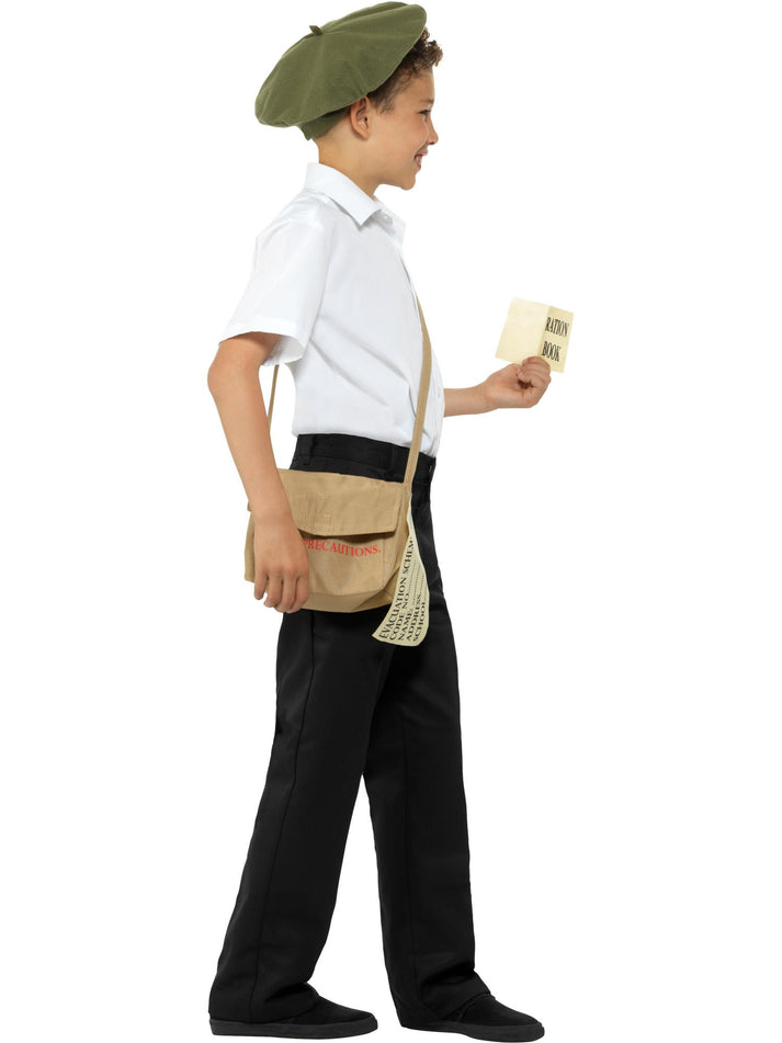 Evacuee Instant Kit Kids Green Hat Brown Bag and Ration Book 2