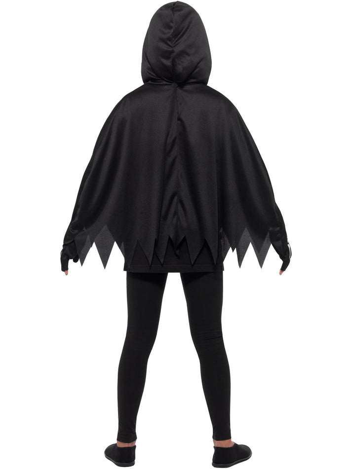 Skeleton Kit Child Black and White Poncho with Attached Hood and Skeleton Gloves