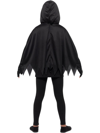 Skeleton Kit Child Black and White Poncho with Attached Hood and Skeleton Gloves 3