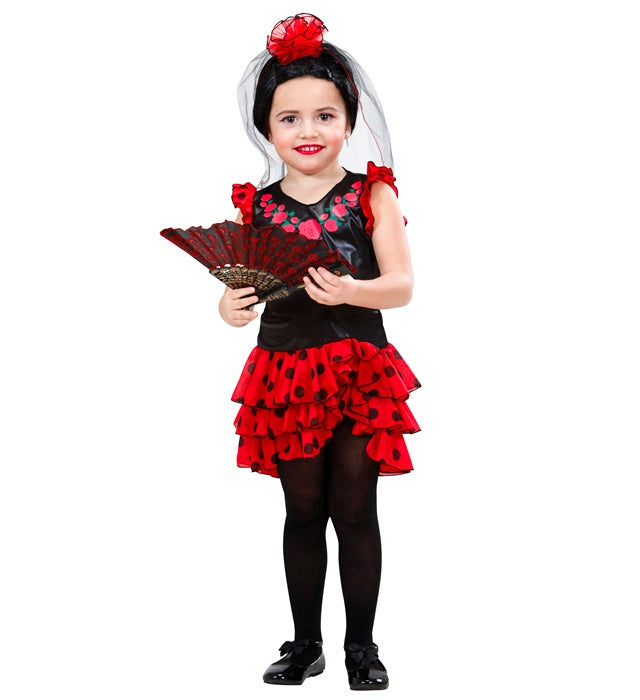 Senorita  Dress, Flower Headpiece With Veil 