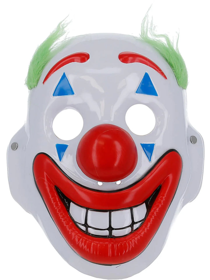 Clown Mask with Hair Elastic Strap PVC Adult Joker Costume Accessory