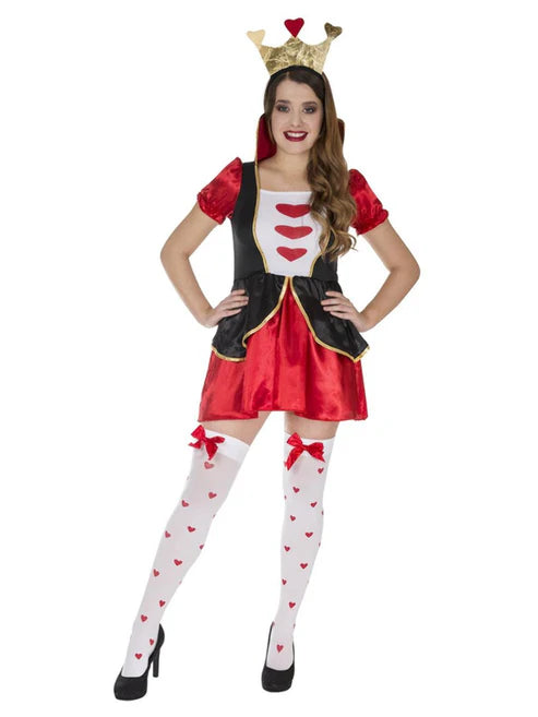 Adult Red Heart Queen Shorter Length Dress and Headband