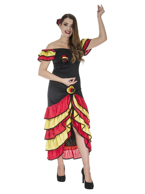 Lady Dancer Spanish Costume Adult Dress and Hairclip